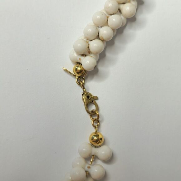 Vintage signed black white gold double strand necklace - Picture 5 of 6